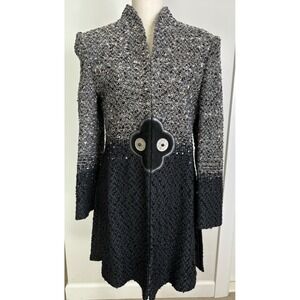 Kathleen Weir West Jacket Womens Size S Hand Woven Black Gray Embroidered Tassle